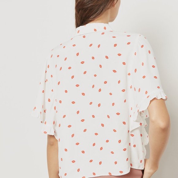 Topshop Lips print blouse - Size 2 Petite - Picture 3 of 6